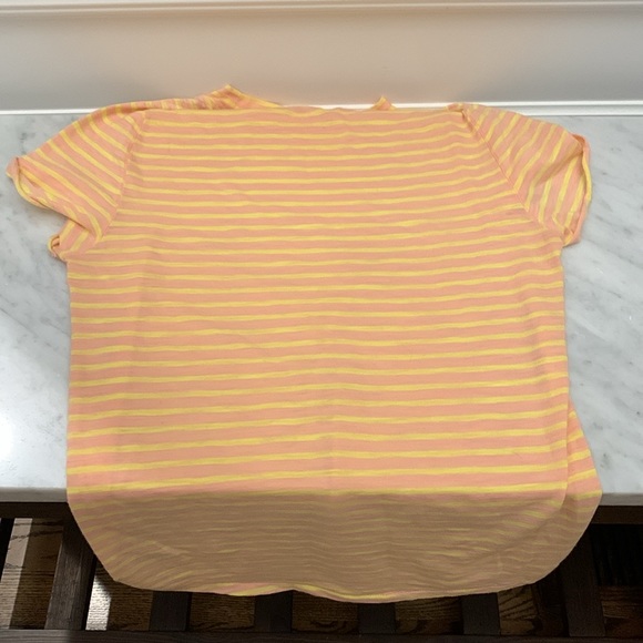 💜 FREE PEOPLE Womens Pink Striped Short Sleeve Crew Neck T-Shirt in S - Picture 6 of 7